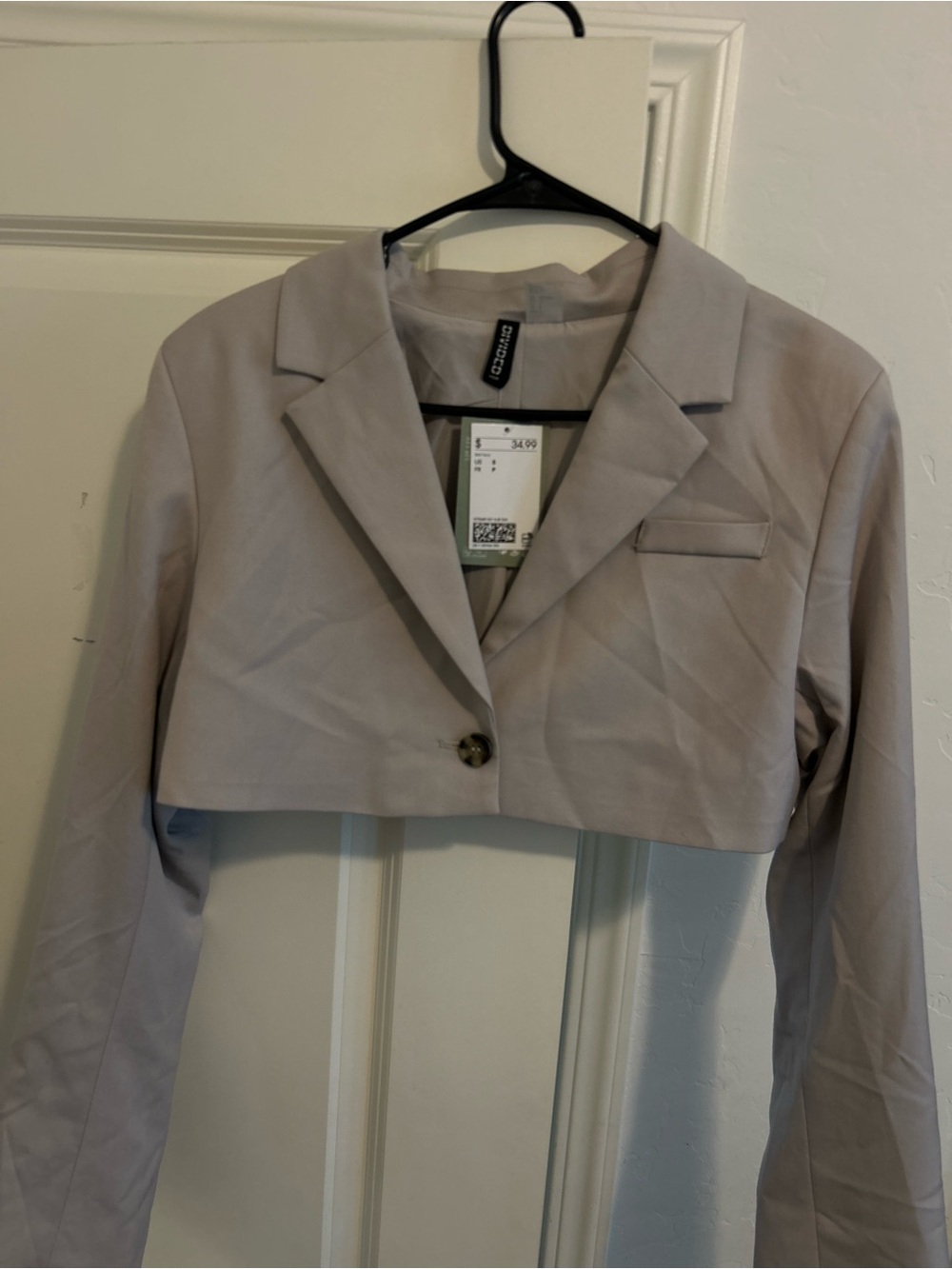 H&M Cropped Blazer Jacket - Light Gray